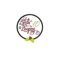 Twelve Days of Christmas Embroidery Design, Quick Stitch, Word 12 Days of Christmas Ornaments machine embroidery design