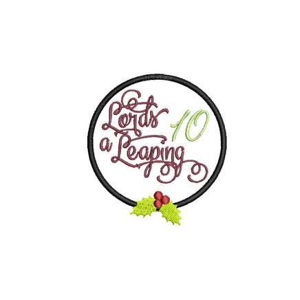 Twelve Days of Christmas Embroidery Design, Quick Stitch, Word 12 Days of Christmas Ornaments machine embroidery design