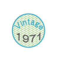 1971 Seal Machine Embroidery Design, Birthday embroidery design, 4x4 and 5x7 hoops, year embroidery