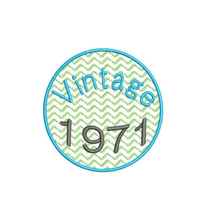 1971 Seal Machine Embroidery Design, Birthday embroidery design, 4x4 and 5x7 hoops, year embroidery