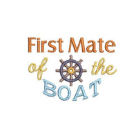 First Mate of the Boat Hat Machine Embroidery Design, Hat embroidery design