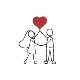 Wedding Couple Heart Machine Embroidery Design, wedding embroidery design