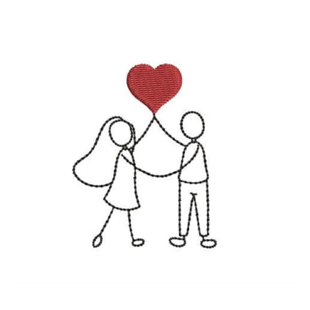 Wedding Couple Heart Machine Embroidery Design, wedding embroidery design