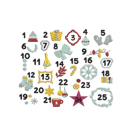 Christmas Advent Calendar Embroidery Design, Quick Stitch, Advent machine embroidery design
