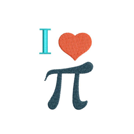 I Love Pi Machine Embroidery Design, pi embroidery design, math teacher machine embroidery design