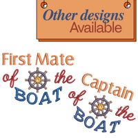 First Mate of the Boat Hat Machine Embroidery Design, Hat embroidery design