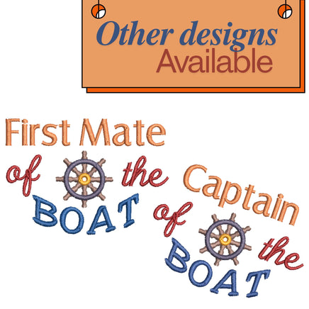 First Mate of the Boat Hat Machine Embroidery Design, Hat embroidery design