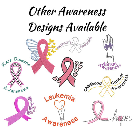 Garden Cancer Ribbon Machine Embroidery Design, Breast Cancer Embroidery Design - sproutembroiderydesigns