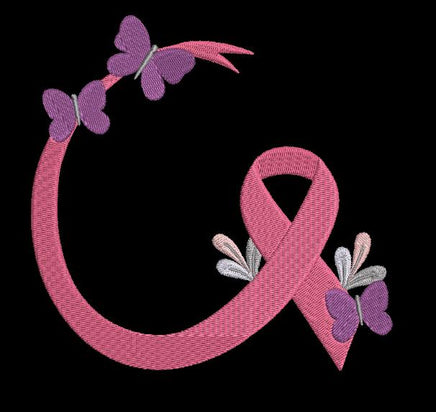 Garden Cancer Ribbon Machine Embroidery Design, Breast Cancer Embroidery Design - sproutembroiderydesigns