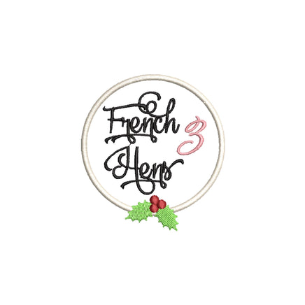 Twelve Days of Christmas Embroidery Design, Quick Stitch, Word 12 Days of Christmas Ornaments machine embroidery design