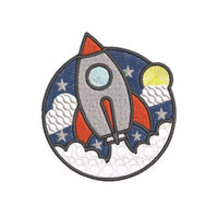 Rocket Embroidery Design, spaceship embroidery design,