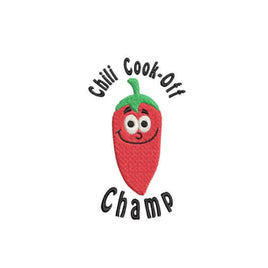 Chili Cook-Off Champ Machine Embroidery Design, chili embroidery design, chili apron pattern, chili champion design - sproutembroiderydesigns