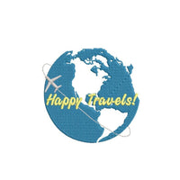 Happy Travels World Globe Machine Embroidery Design