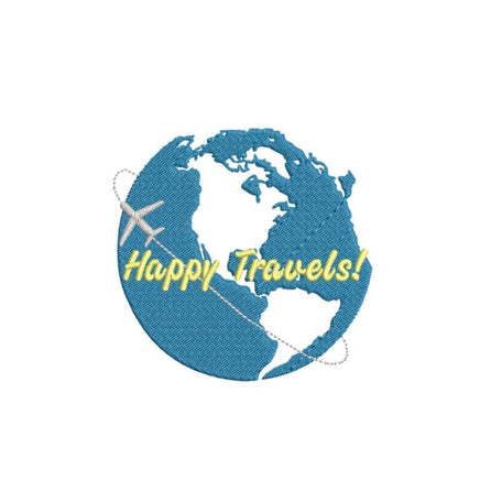 Happy Travels World Globe Machine Embroidery Design