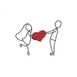 Wedding Couple Holding Heart Machine Embroidery Design, wedding embroidery design