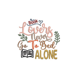 Book Lovers Never Go To Bed Alone Book Embroidery Design, Book Club Quick Stitch