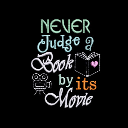 Never Judge A Book By Its Movie Embroidery Design, Book Lover embroidery Quick Stitch, Book Club - sproutembroiderydesigns