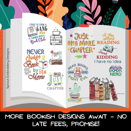 My Wine Club has A Book Problem Embroidery Design, Book Club Embroidery Design Quick Stitch - sproutembroiderydesigns