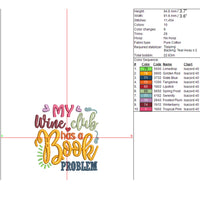 My Wine Club has A Book Problem Embroidery Design, Book Club Embroidery Design Quick Stitch - sproutembroiderydesigns