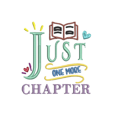 Just One More Chapter Book Embroidery Design, Book Club Quick Stitch - sproutembroiderydesigns