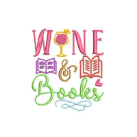 Wine and Books Embroidery Design, Book Club Embroidery Design Quick Stitch - sproutembroiderydesigns