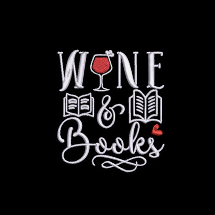 Wine and Books Embroidery Design, Book Club Embroidery Design Quick Stitch - sproutembroiderydesigns