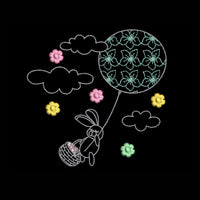 Flower Balloon Easter Bunny Machine Embroidery Design, 2 Sizes, Easter Embroidery Design, 4x4 hoop, 5x7 hoop, quick stitch - sproutembroiderydesigns