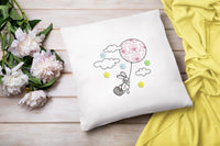 Flower Balloon Easter Bunny Machine Embroidery Design, 2 Sizes, Easter Embroidery Design, 4x4 hoop, 5x7 hoop, quick stitch - sproutembroiderydesigns