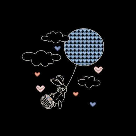 Heart Balloon Easter Bunny Machine Embroidery Design, 2 Sizes, Easter Embroidery Design, 4x4 hoop, 5x7 hoop, quick stitch - sproutembroiderydesigns