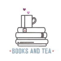 Stack of Books and a Cup a Tea Machine Embroidery Design, Tea Lover Embroidery Design, Quick Stitch