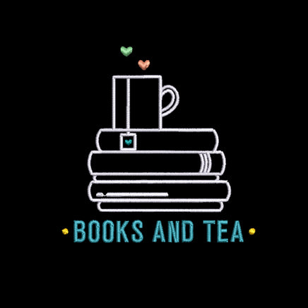 Stack of Books and a Cup a Tea Machine Embroidery Design, Tea Lover Embroidery Design, Quick Stitch
