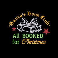 Santa's Book Club Embroidery Design, All Booked Up Embroidery Design, Christmas Design