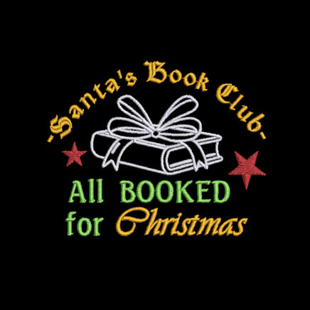 Santa's Book Club Embroidery Design, All Booked Up Embroidery Design, Christmas Design