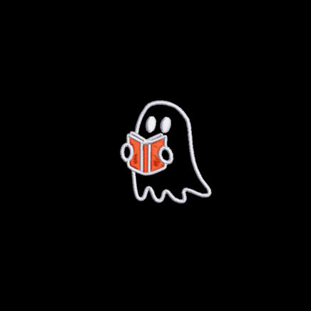 Book Reading Ghost Machine Embroidery Design, Halloween Embroidery Design