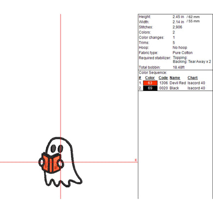 Book Reading Ghost Machine Embroidery Design, Halloween Embroidery Design