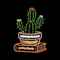 Cactus Book Embroidery Design, Book Club Gift Design - sproutembroiderydesigns