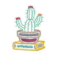Cactus Book Embroidery Design, Book Club Gift Design - sproutembroiderydesigns