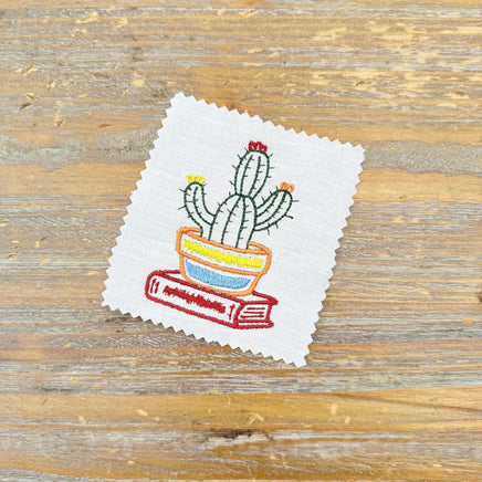 Cactus Book Embroidery Design, Book Club Gift Design - sproutembroiderydesigns