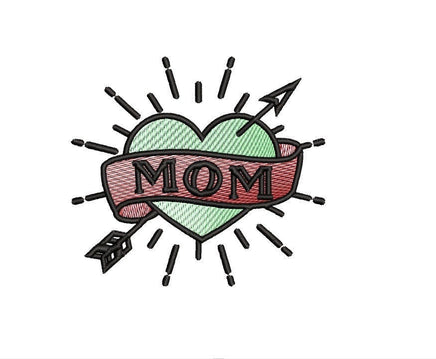 Mom Tattoo Machine Embroidery Design, 2 Sizes, Mother's Day Embroidery design - sproutembroiderydesigns