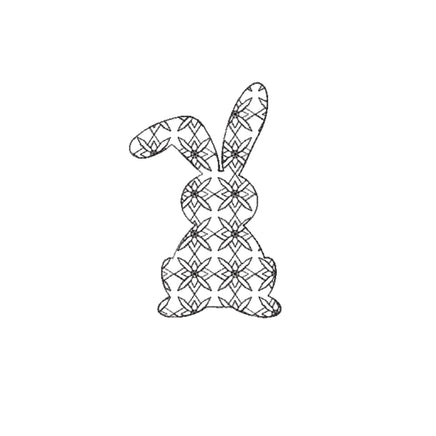 Daisy Bunny Machine Embroidery Design, 2 Sizes, Easter Bunny Silhouette Embroidery Design, 4x4 hoop, 5x7 hoop, quick stitch - sproutembroiderydesigns