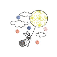 Flower Balloon Easter Bunny Machine Embroidery Design, 2 Sizes, Easter Embroidery Design, 4x4 hoop, 5x7 hoop, quick stitch - sproutembroiderydesigns