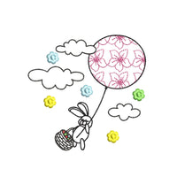 Flower Balloon Easter Bunny Machine Embroidery Design, 2 Sizes, Easter Embroidery Design, 4x4 hoop, 5x7 hoop, quick stitch - sproutembroiderydesigns