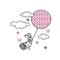 Heart Balloon Easter Bunny Machine Embroidery Design, 2 Sizes, Easter Embroidery Design, 4x4 hoop, 5x7 hoop, quick stitch - sproutembroiderydesigns