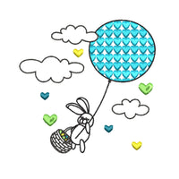 Heart Balloon Easter Bunny Machine Embroidery Design, 2 Sizes, Easter Embroidery Design, 4x4 hoop, 5x7 hoop, quick stitch - sproutembroiderydesigns