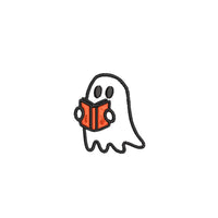 Book Reading Ghost Machine Embroidery Design, Halloween Embroidery Design - sproutembroiderydesigns