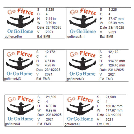 Go Fierce or Go Home Competitive cheerleading Machine Embroidery Design