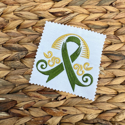 Ornate Cancer Ribbon Machine Embroidery Design, Breast Cancer Embroidery Design - sproutembroiderydesigns