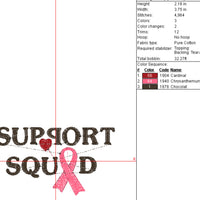 Support Squad Machine Embroidery Design, Breast Cancer Support Embroidery Design - sproutembroiderydesigns