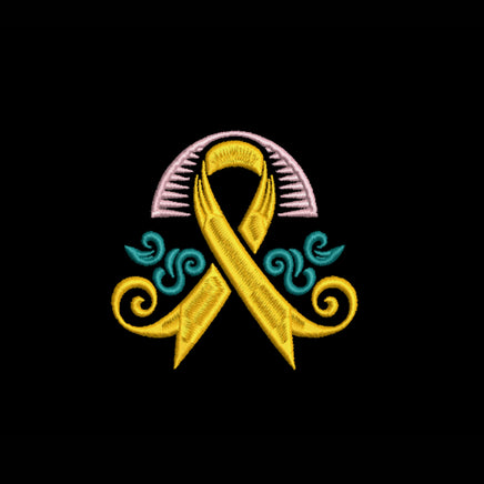 Ornate Cancer Ribbon Machine Embroidery Design, Breast Cancer Embroidery Design - sproutembroiderydesigns