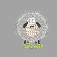 Embossed Sheep Machine Embroidery Design - Sheep nursery embroidery, farm embroidery, 4x4 hoop